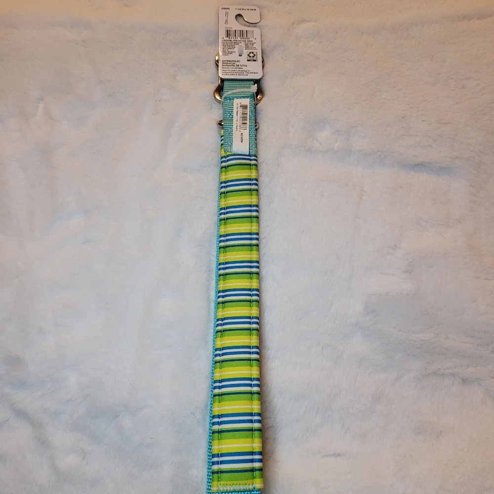 Vibrant Life Comfort Padded Dog Collar Teal Stripe New With Tag Size Large